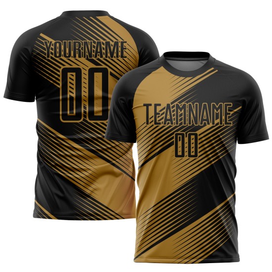 Fußballtrikot Gold Sublimation Uniform Schwarz Old Custom