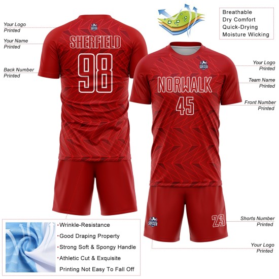 Trikot Uniform Weiß Benutzerdefinierte Rot Fußball Sublimation