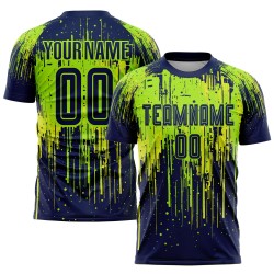 Gelb Neon Uniform Navy-Neon Grün Jersey Fußball Custom Sublimation