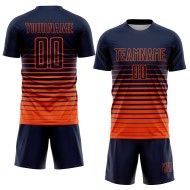 Benutzerdefinierte Uniform Navy Fashion Fade Orange Nadelstreifen Fußball Sublimation Jersey