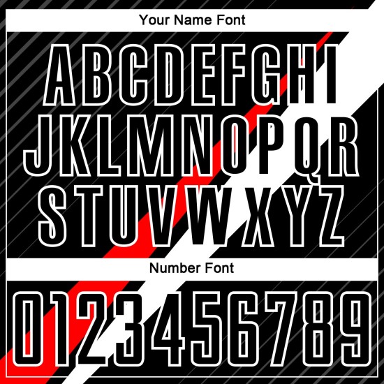 Fußball Sublimation Rot-Weiß Linien Jersey Schwarz Uniform Custom Diagonal