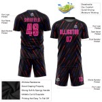 Pink-Orange Custom Sublimation Fußball Jersey Schwarze Uniform Pink-Orange Custom Sublimation Fußball Jersey Schwarze Uniform