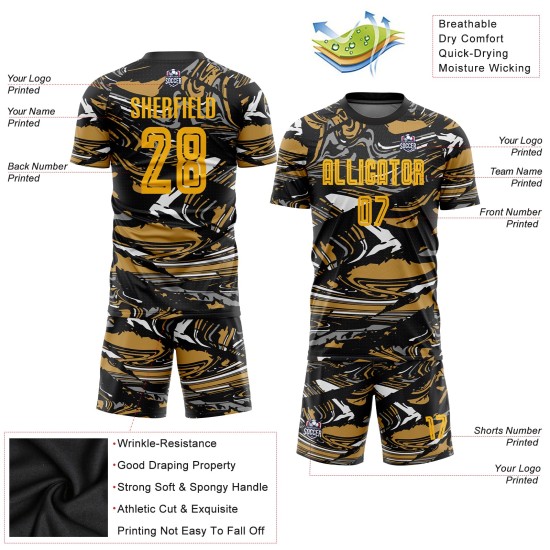 Abbildung Gold-Alte Uniform Sublimation Custom Fußball Jersey Gold