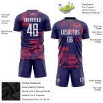 Benutzerdefinierte weiß-lila Fußballtrikot Figur Uniform Sublimation Benutzerdefinierte weiß-lila Fußballtrikot Figur Uniform Sublimation