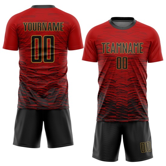 Rot Fußball Sublimation Custom Jersey Uniform Gold Schwarz-Old Rot Fußball Sublimation Custom Jersey Uniform Gold Schwarz-Old