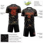 Fußball Rot-Alte Uniform Gold Sublimation Schwarz Custom Jersey