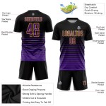 Mode Schwarz Custom Nadelstreifen Lila-Gold Jersey Verblassen Fußball Uniform Sublimation