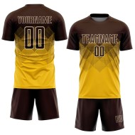 Benutzerdefinierte Gold Jersey Braun-Creme Sublimation Uniform Fußball