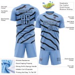 Benutzerdefinierte Licht Jersey Fußball Blau Uniform Sublimation Linien Punkte Und Schwarz