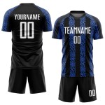 Weiß-Royal Uniform Custom Schwarz Sublimation Jersey Fußball