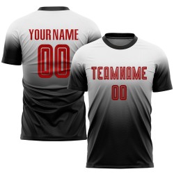Weiß Rot-Schwarz Fußball Sublimation Mode Custom Fade Uniform Jersey