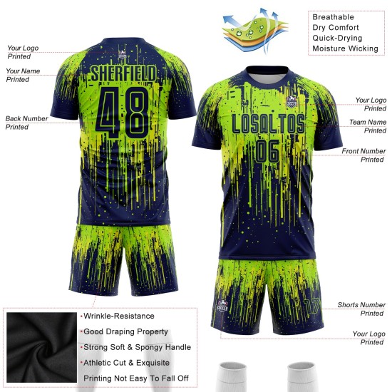 Gelb Neon Uniform Navy-Neon Grün Jersey Fußball Custom Sublimation