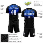 Uniform Weiß-Royal Schwarz Custom Jersey Sublimation Fußball