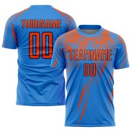 Benutzerdefinierte Orange-Navy Uniform Sublimation Blau Jersey Fußball Pulver