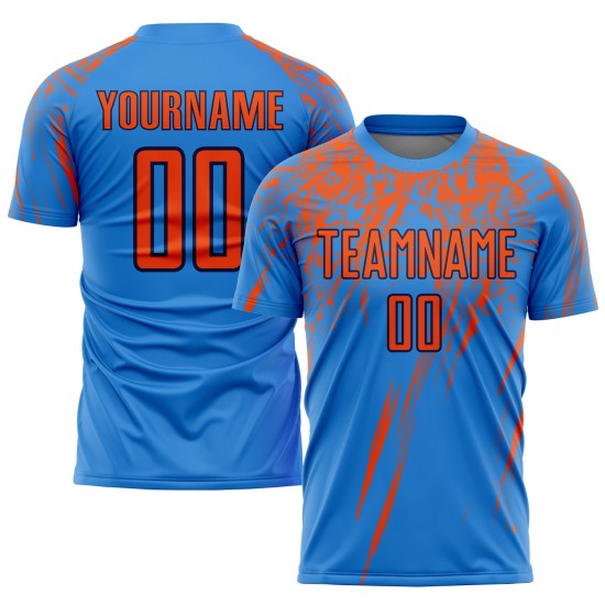 Benutzerdefinierte Orange-Navy Uniform Sublimation Blau Jersey Fußball Pulver