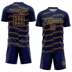 Linien Gelb Sublimation Uniform Jersey Navy Custom Fußball