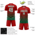 Mode Custom Sublimation Green Jersey Fußball Weiß-Kelly Uniform Nadelstreifen Fade Red