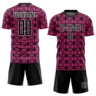 Formen Jersey Custom Fußball Geometrische Sublimation Rosa Schwarz-Weiß Uniform