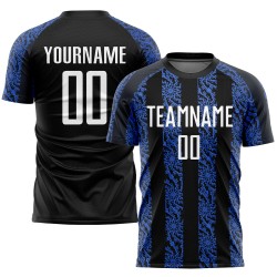 Weiß-Royal Uniform Custom Schwarz Sublimation Jersey Fußball