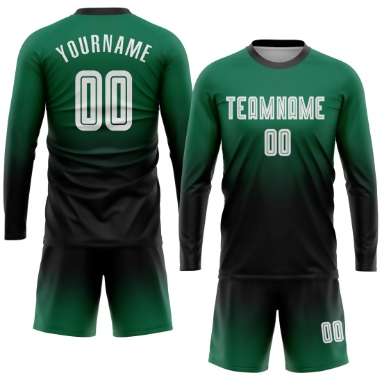 Fade Green Fashion Langarm-Trikot für Fußball-Sublimationstrikots in Weiß und Schwarz, benutzerdefinierte Uniform