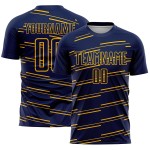 Linien Gelb Sublimation Uniform Jersey Navy Custom Fußball