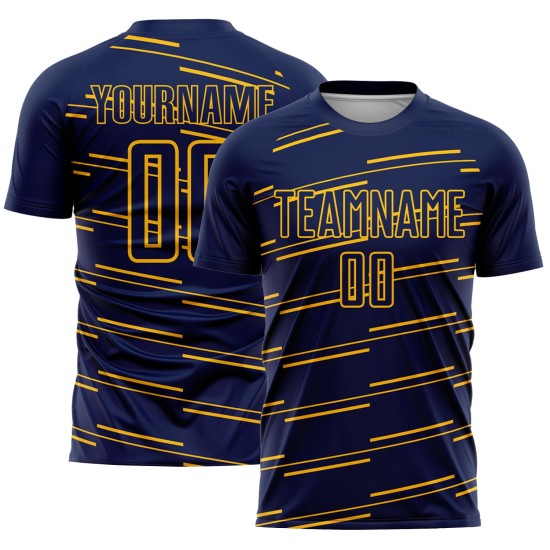 Linien Gelb Sublimation Uniform Jersey Navy Custom Fußball