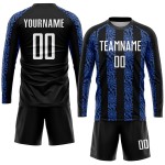 Weiß-Royal Uniform Custom Schwarz Sublimation Jersey Fußball