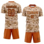 Fußball zu orange-braun Uniform Service Camo Sublimation Texas Salute Custom Jersey