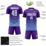 Verblassen Lila Uniform Weiß-Hellblau Sublimation Jersey Mode Benutzerdefinierte Fußball Nadelstreifen