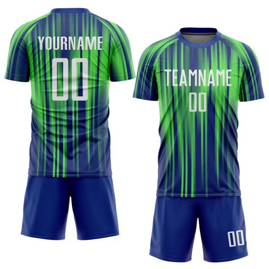 Grün Weiß-Royal Sublimation Custom Jersey Uniform Neon Fußball