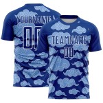 Uniform Custom Pattern Royal Sublimation Cloud Soccer Weiß Trikot