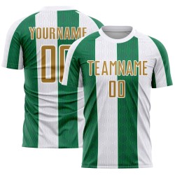Sublimation Alte Uniform Custom Weiß Gold-Kelly Green Jersey Fußball