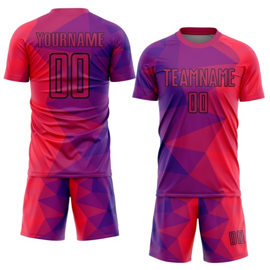 Lila Fußball Formen Rot-Schwarz Jersey Uniform Geometrische Sublimation Custom