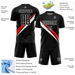 Fußball Sublimation Rot-Weiß Linien Jersey Schwarz Uniform Custom Diagonal