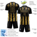 Schwarz Gold Uniform Custom Jersey Fußball Alte Streifen Sublimation Abstrakt