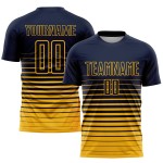 Mode Uniform Nadelstreifen Fußball Gold Verblassen Benutzerdefinierte Sublimation Jersey Navy