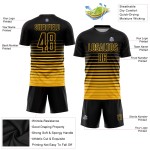 Uniform Custom Gold Sublimation Fußball Jersey Schwarz Nadelstreifen Verblassen Mode