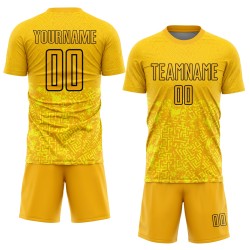 Benutzerdefinierte Uniform Sublimation Fußball Jersey Geometrische Formen Schwarz Gold