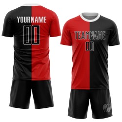 Sublimationstrikot Fußball Custom Fashion Uniform Split Schwarz-Weiß Rot