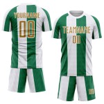 Sublimation Alte Uniform Custom Weiß Gold-Kelly Green Jersey Fußball
