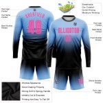 Mode Licht Sublimation Rosa-Schwarz Lange Custom Fade Blau Jersey Ärmel Fußball Uniform