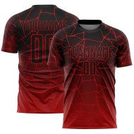 Benutzerdefinierte Jersey Linien Rot Fußball Sublimation Schwarz Uniform