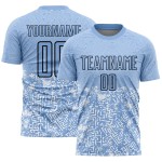 Blau Fußball Custom Geometrische Formen Sublimation Uniform Schwarz Licht Jersey Blau Fußball Custom Geometrische Formen Sublimation Uniform Schwarz Licht Jersey