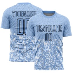 Blau Fußball Custom Geometrische Formen Sublimation Uniform Schwarz Licht Jersey