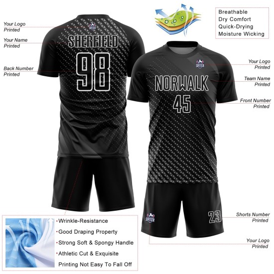 Sublimation Jersey Formen Weiß Uniform Fußball Schwarz Geometrisch Benutzerdefinierte