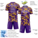 Fußball Sublimation Trikot Fluid Custom Uniform Gold-Weiß Lila Abstrakt