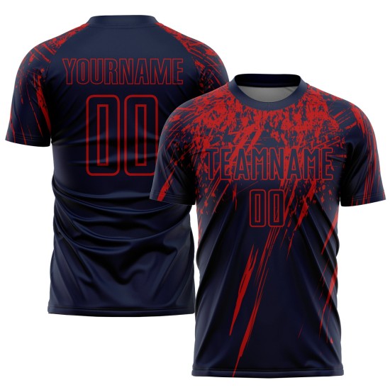 Uniform Sublimation Custom Fußball Rot Navy Trikot