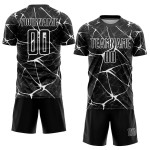 Jersey Schwarz Benutzerdefinierte Weiß Sublimation Fußballuniform Jersey Schwarz Benutzerdefinierte Weiß Sublimation Fußballuniform