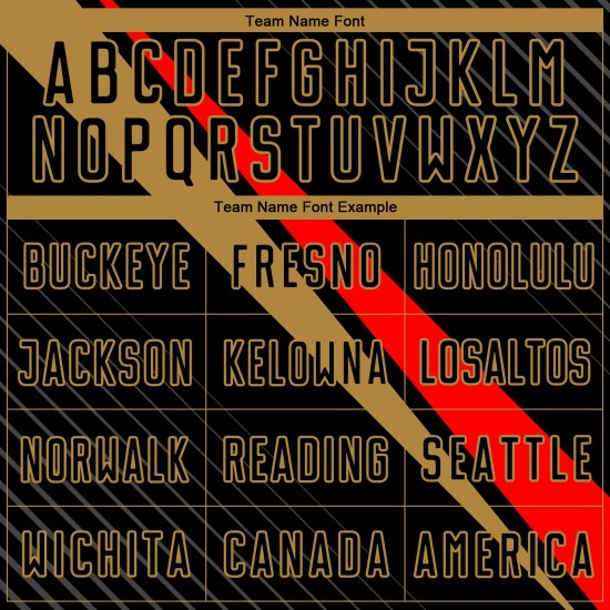 Benutzerdefinierte Jersey Linien Schwarz Diagonal Sublimation Rot-Altgold Fußballuniform