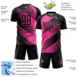 Benutzerdefinierte schwarze Linie Trikot rosa Sublimation Uniform Fußball